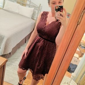 Maroon/dark fuscia/wine lace Loft dress